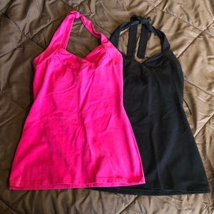 Express sexy stretch halter top hot pink/black